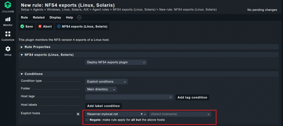 Configuration of the NFS4 exports plug-in in Checkmk